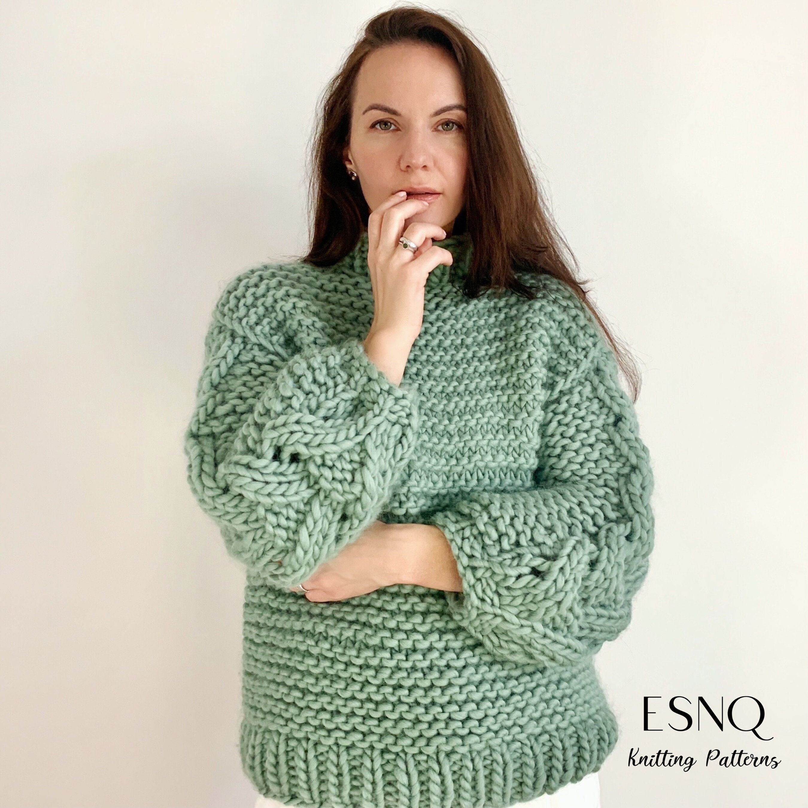 Easy Knit Pattern Chunky Sweater Knitting Pattern by ESNQ Knit 