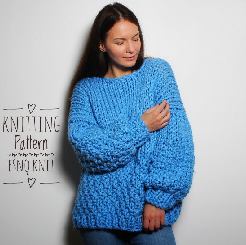 Knitting Pattern Beginner Level Chunky Knit Sweater for Etsy