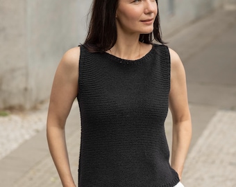 Beginner friendly Summer Soul Top knitting pattern with video tutorial (Eng, De, Fr). PDF