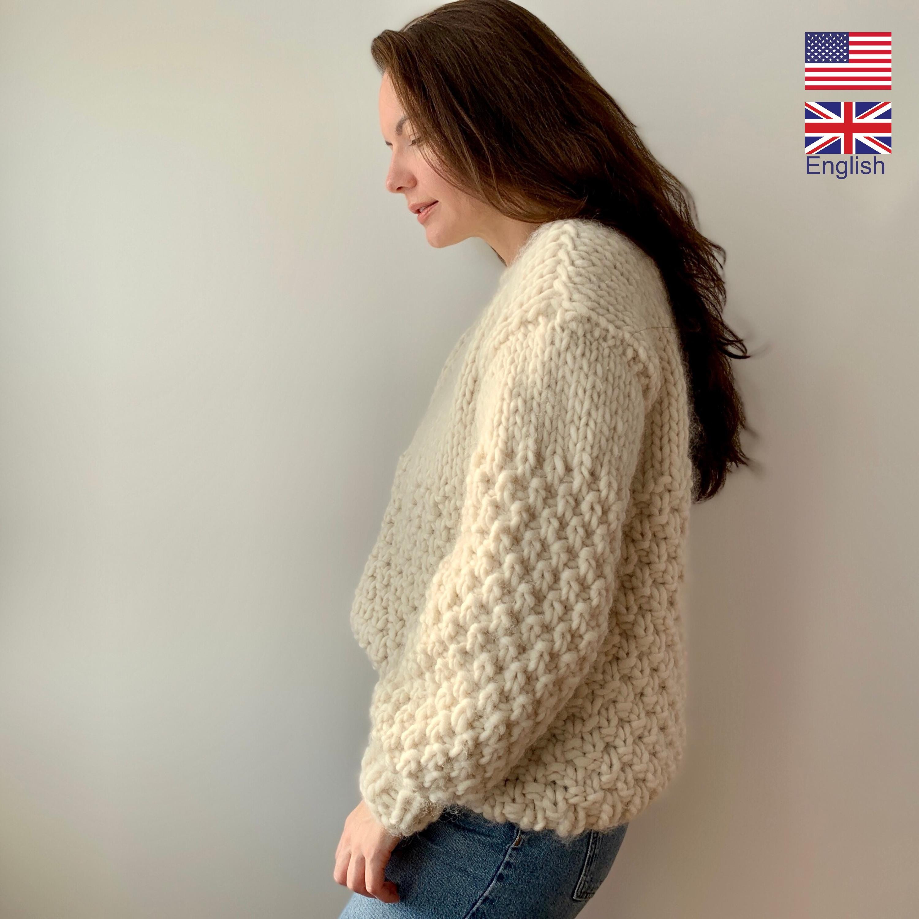 Easy Knit Pattern | Chunky Sweater Frosty in Moss Stitch Easy Knit Pattern | Chunky Sweater Frosty in Moss Stitch