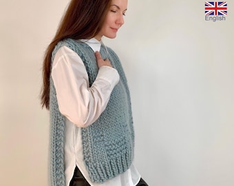 Chunky Knit Vest Pattern: Elysian Sleeveless Sweater (PDF Pattern, ENG)