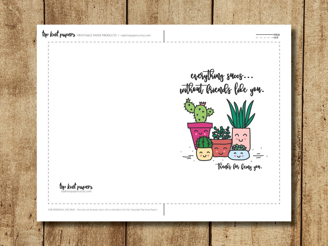 Printable Thank You Card for Friends-- Make Your Own Cards at Home ...