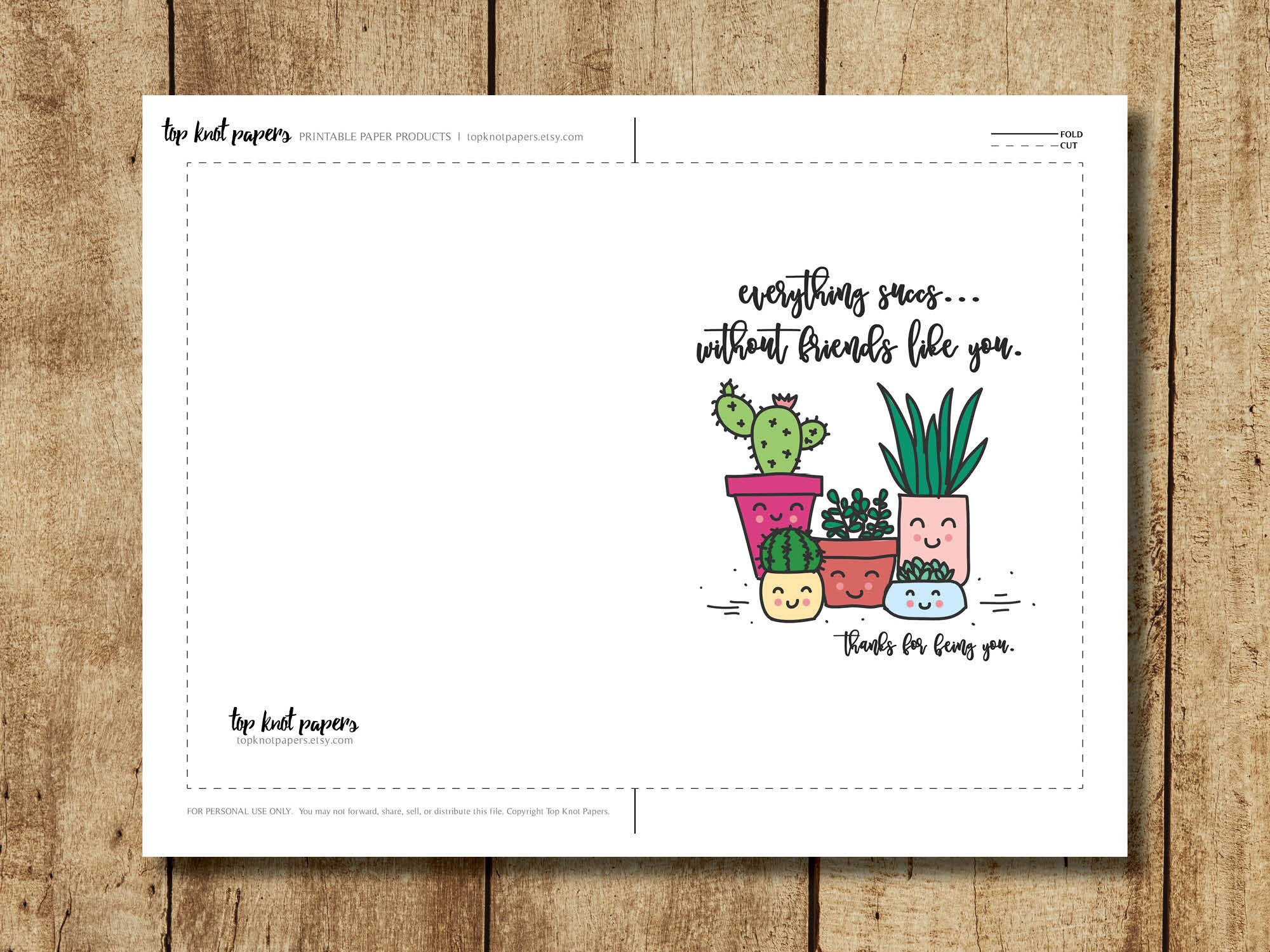 Printable Thank You Card for Friends-- Make Your Own Cards at Home ...