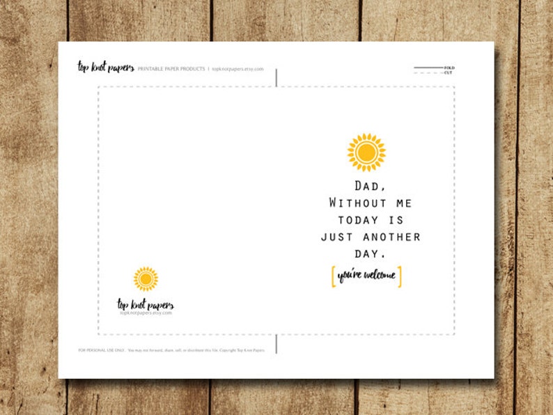 Printable Father's Day Card Make Your Own Cards at Home, instant download, DIY Card, digital download, print at home image 2