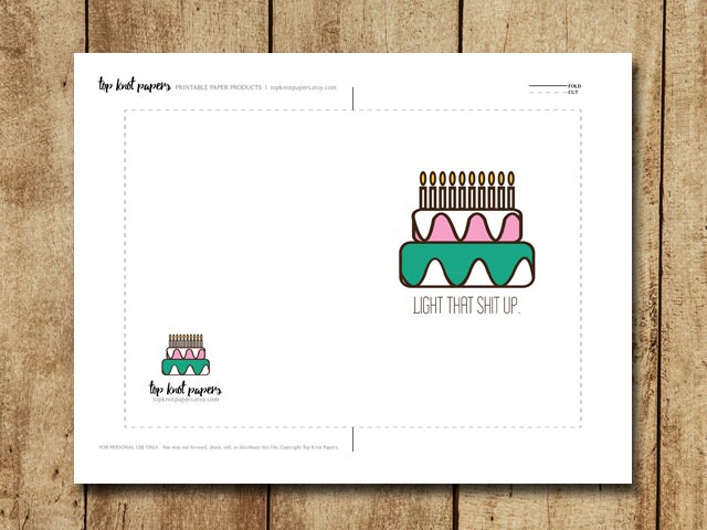 Printable Birthday Card -- Make Your Own Cards at Home, Instant ...