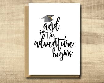 Printable Graduation Card -- Make Your Own Cards at Home, instant download, DIY Card, And so the Adventure Begins