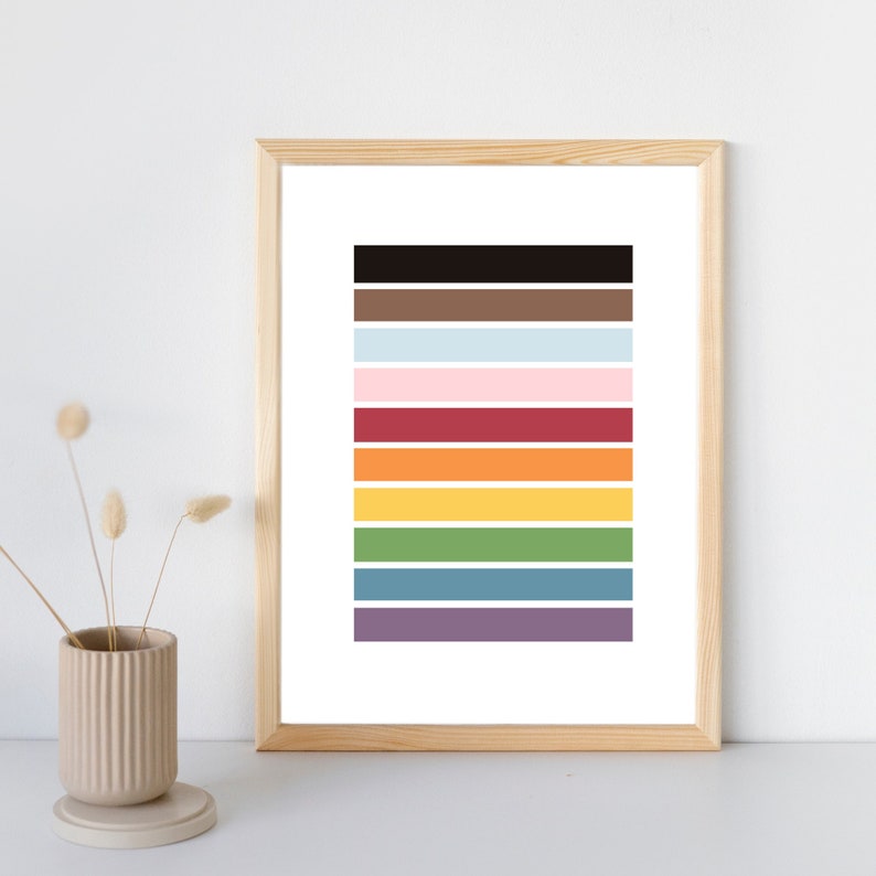 Pride Flag Minimalist Print LGBTQ Inclusive Pride Flag Color Bars Abstract Art Print in Multiple Sizes image 1