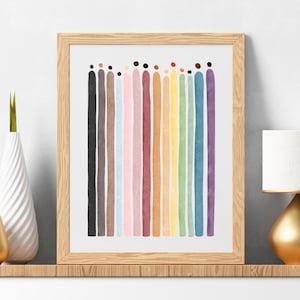 Pride Flag Figures Print | LGBTQ+ Inclusive Pride Flag Colors | Art Print in Multiple Sizes | Queer Art