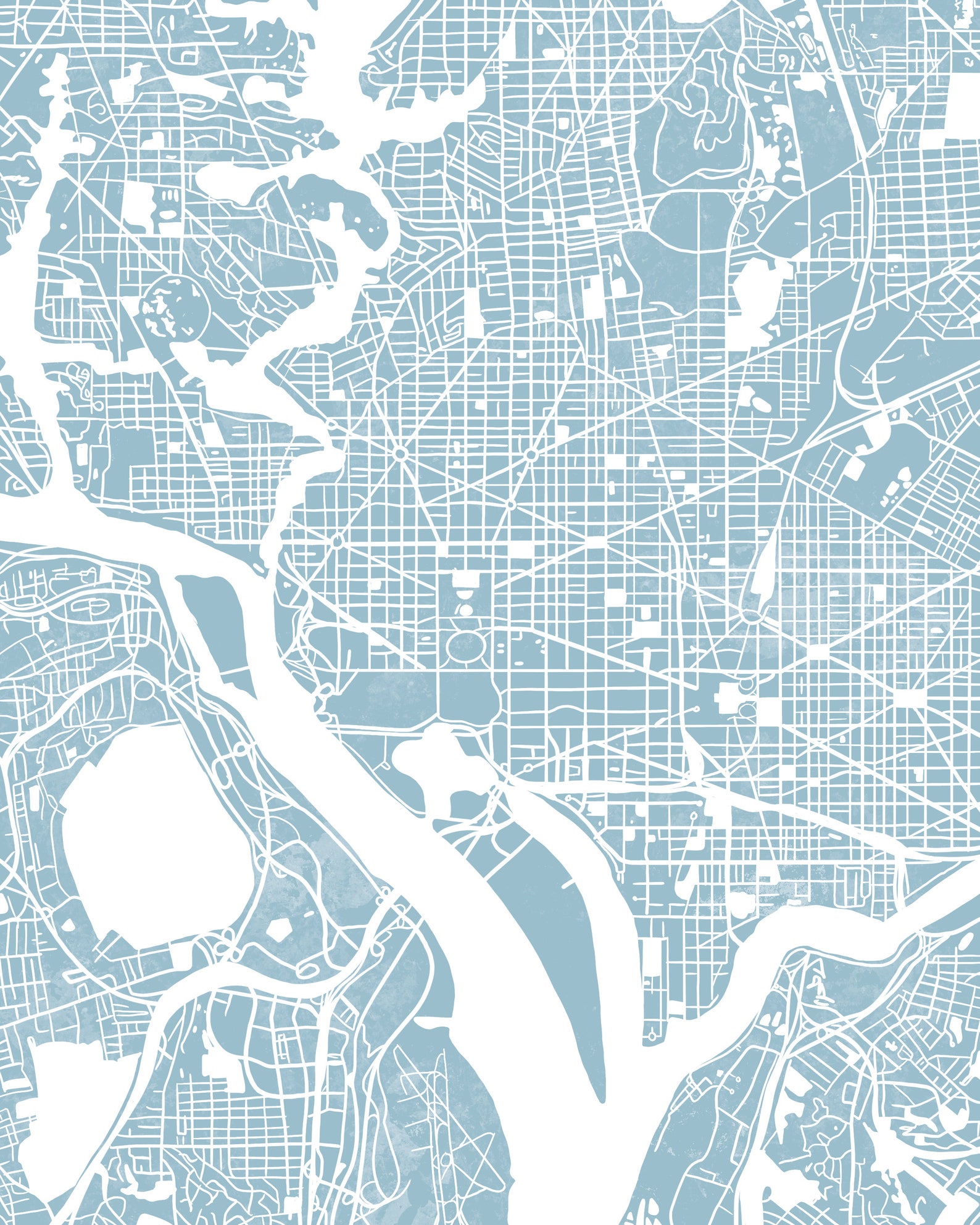 Washington DC Map Silhouette Art Print Washington DC Street Etsy