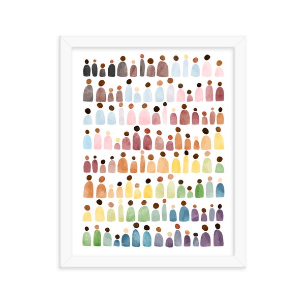 Framed Pride Rainbow Figures Print | LGBTQ+ Inclusive Pride Flag Colors | Art Print in Multiple Sizes