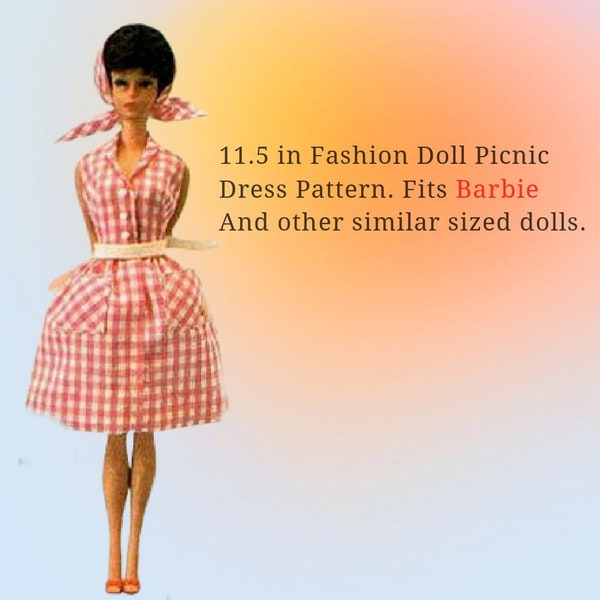 Fashion doll vintage Picnic dress Pattern