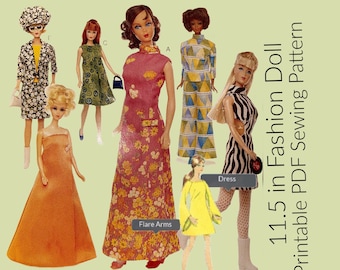 Mod Fashion Doll clothing Downloadable Digital Printable sewing pattern Vogue 7291 / 716