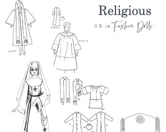 Religious themed fashion doll downloadable printable pdf sewing pattern