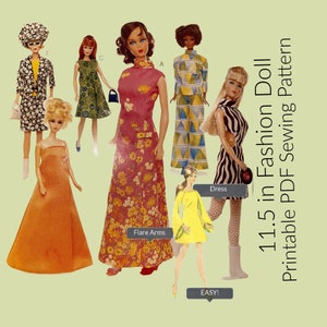 Mod Fashion Doll clothing Downloadable Digital Printable sewing pattern Vogue 7291 / 716