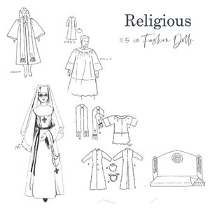 Religious themed fashion doll downloadable printable pdf sewing pattern