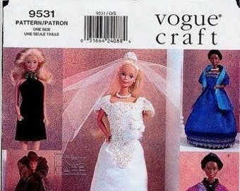 Vogue 9531 Downloadable Printable PDF Wedding Sewing Pattern for Barbie