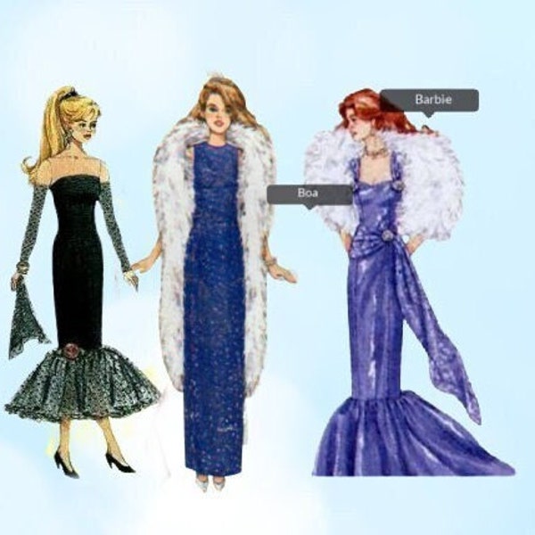 Fashion doll Fishtail Mermaid Dress PDF sewing Pattern