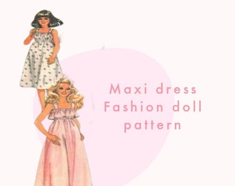 Fashion Doll Maternity Maxi Dress DIY Printable Sewing Pattern