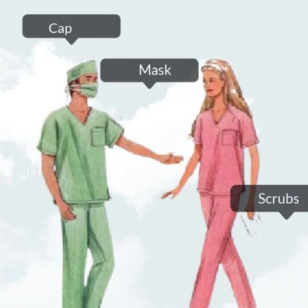 Fashion Doll Medical Scrubs and Mask Printable Sewing Pattern