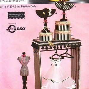 Simplicity Sewing Patron PDF téléchargeable 9593 - Accessoires d&#39;affichage de poupée pour poupées de 15 1/2&quot;