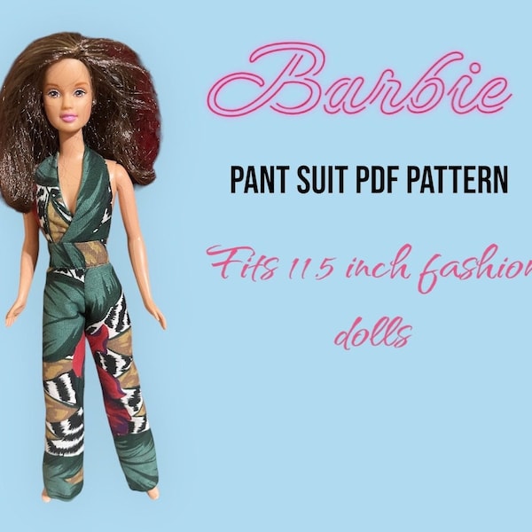 Halter Pants suit Downloadable PDF Sewing pattern for 11.5 inch fashion dolls