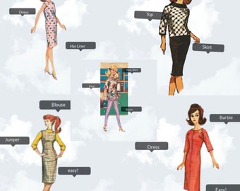 Fashion doll Vintage dress PDF DIGITAL Sewing Pattern bundle