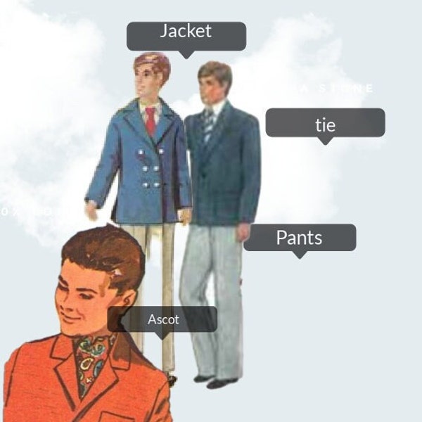 Ken Business suit Jacket and Tie DIY Printable Sewing Pattern