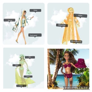 Modepuppe Bikini beach druckbare pdf Schnittmuster Bundle