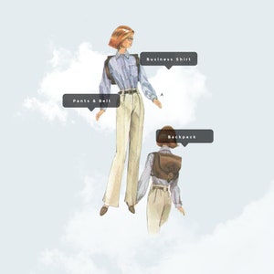 fashion doll : Business Shirt , Pants, Belt and Backpack Downloadable PDF Pattern