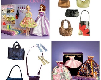 Fashion doll Purse and dress DIY Printable Sewing Pattern