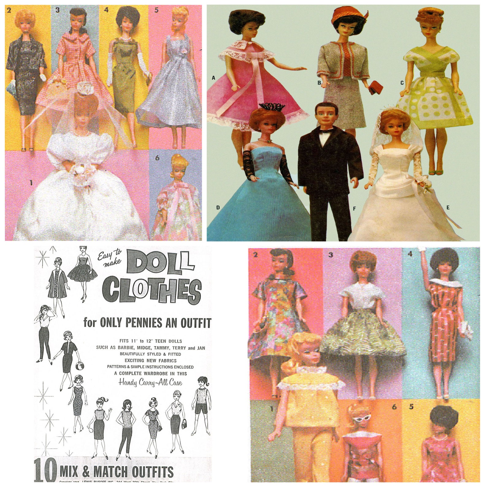 5 Vintage Printable PDF Fashion Doll Sewing Pattern Lot - Etsy