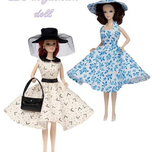 Fancy Hat Dress and Purse PDF Schnittmuster für 11,5 in Modepuppen