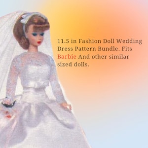 Fashion Doll Wedding Dress and Tux PDF Sewing Pattern bundle