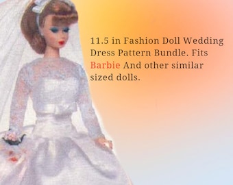 Fashion Doll Wedding Dress and Tux PDF Sewing Pattern bundle