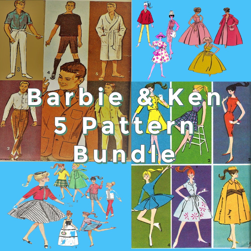 5 Vintage Advance & Simplicity Fashion Doll Printable Pdf Sewing Patterns Refinedstyle