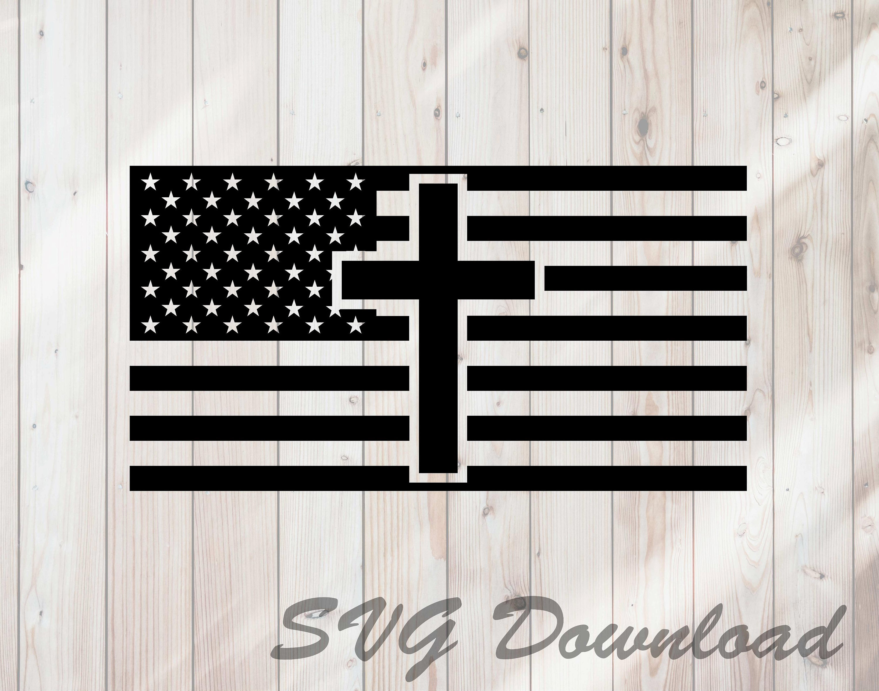 American Flag With Cross SVG Instant Download Vinyl & Craft Etsy