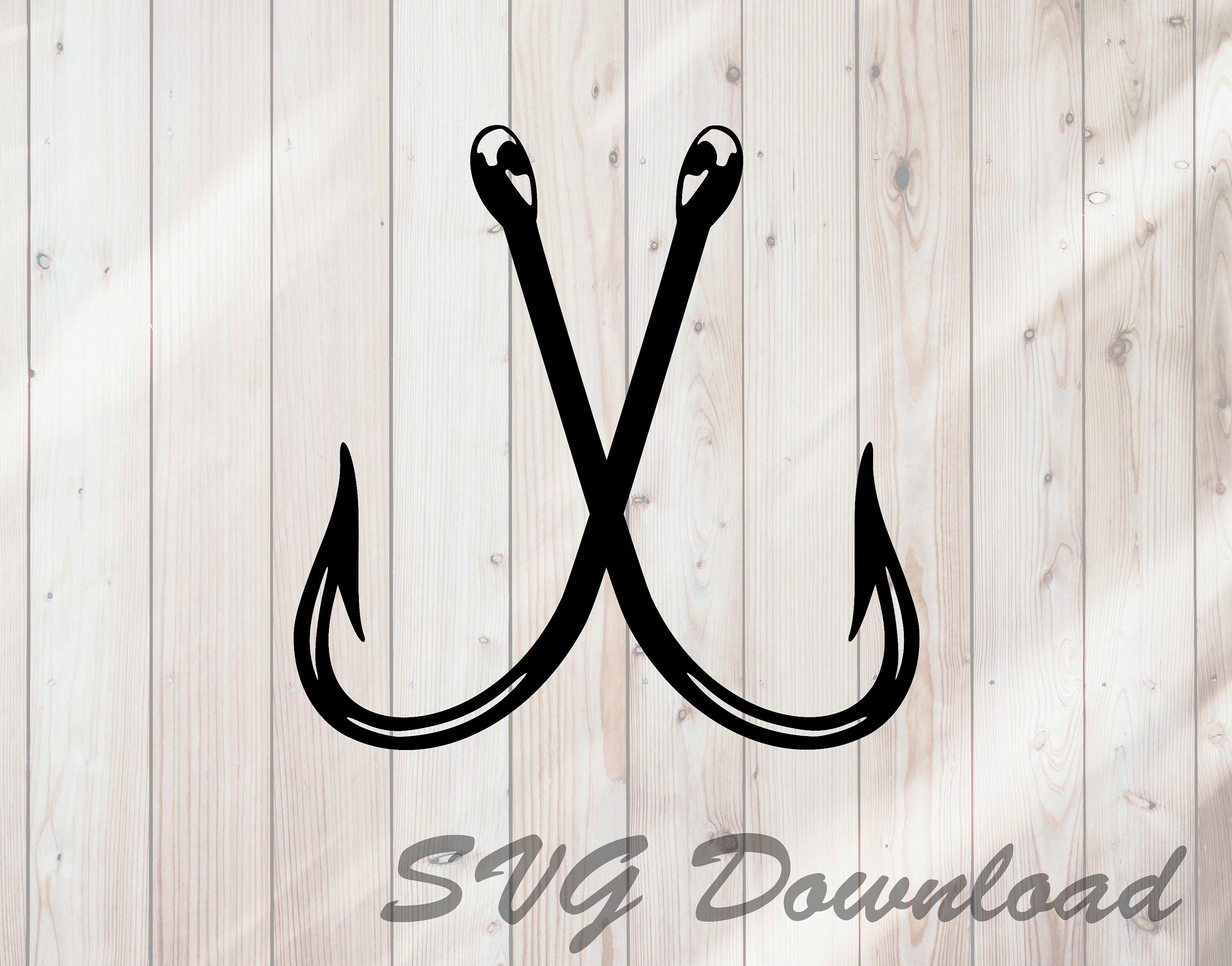 Crossed Fishing Hooks SVG Instant Download / Vinyl & Craft Etsy