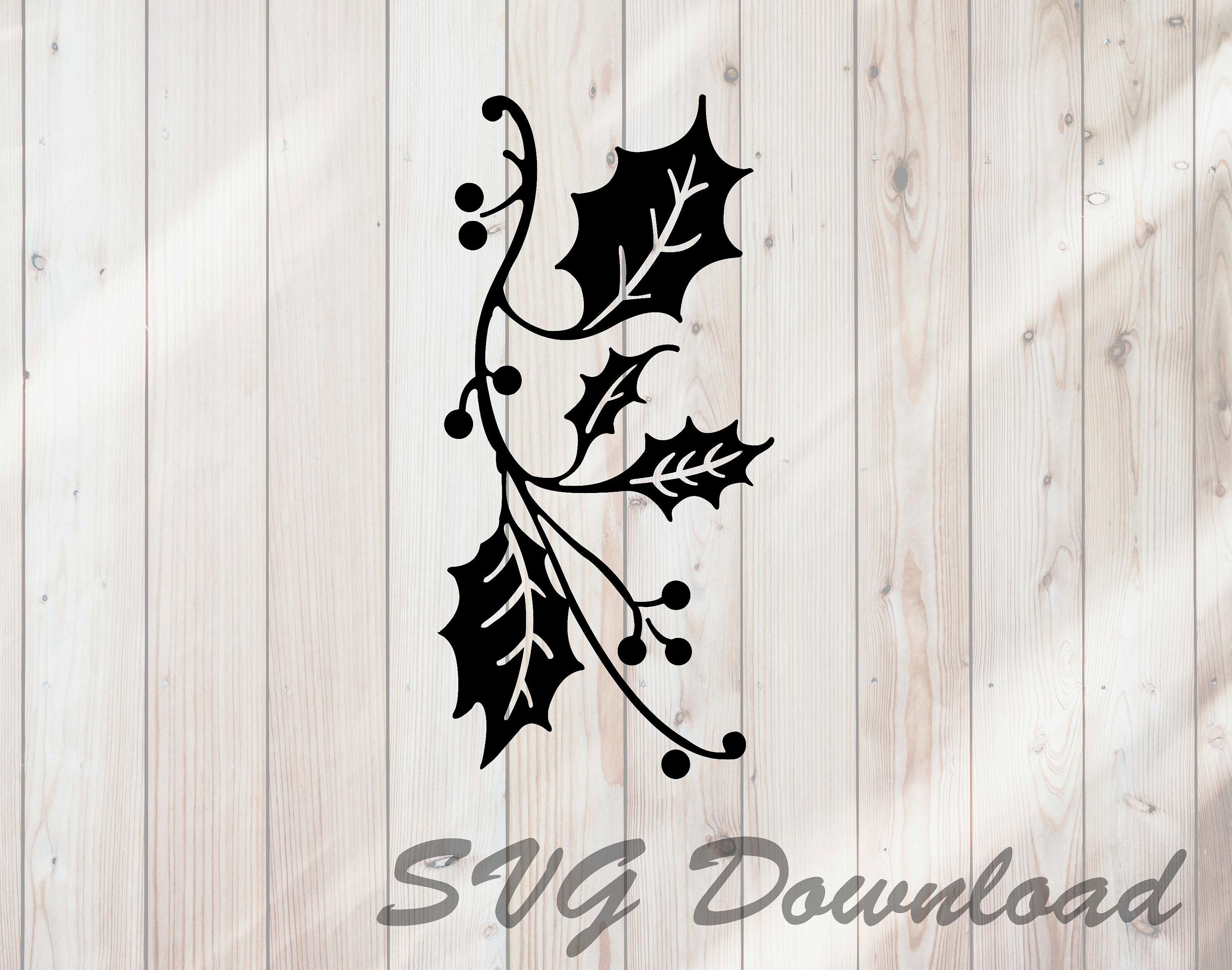 Download Holly Christmas Leaves And Berries Svg Instant Download Etsy