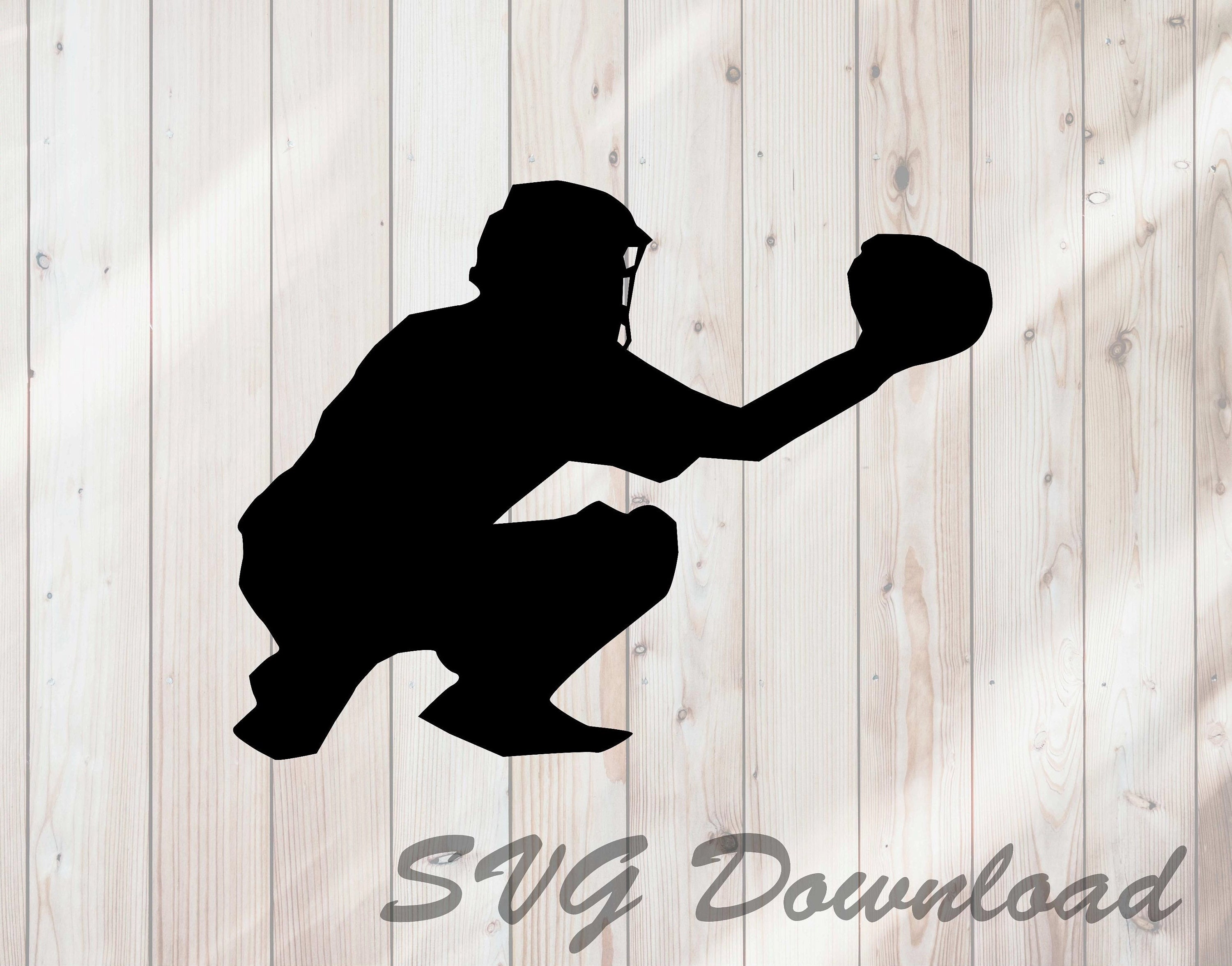 Baseball Catcher Silhouette SVG Instant Download / Vinyl & Etsy