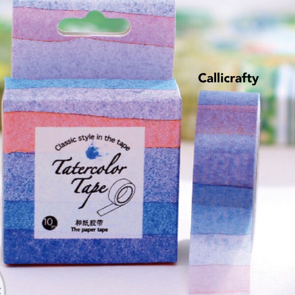 Acuarela arco iris japonés Washi Tape cinta adhesiva