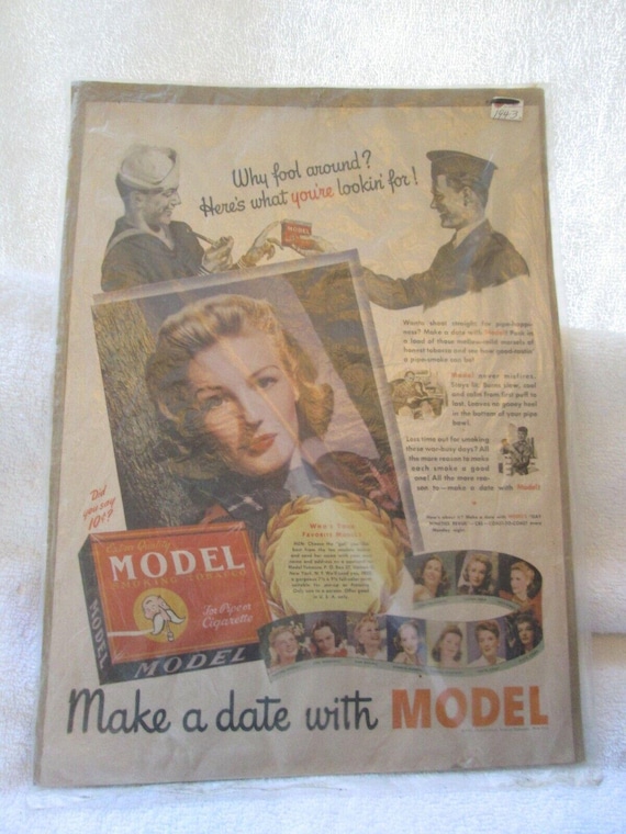 Vintage Model Tobacco Ad, 1943 United States Tobacco Co, New York, 11