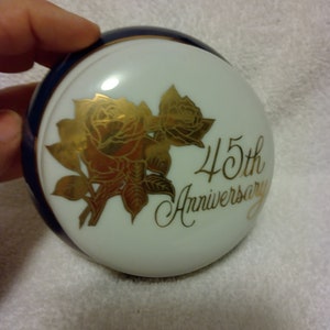 45th Anniversary Chatillon fine porcelaine 3 1/2&quot; dish with lid Japan