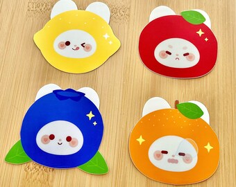 Fruity heads bunny vinyl stickers set (4 pieces)