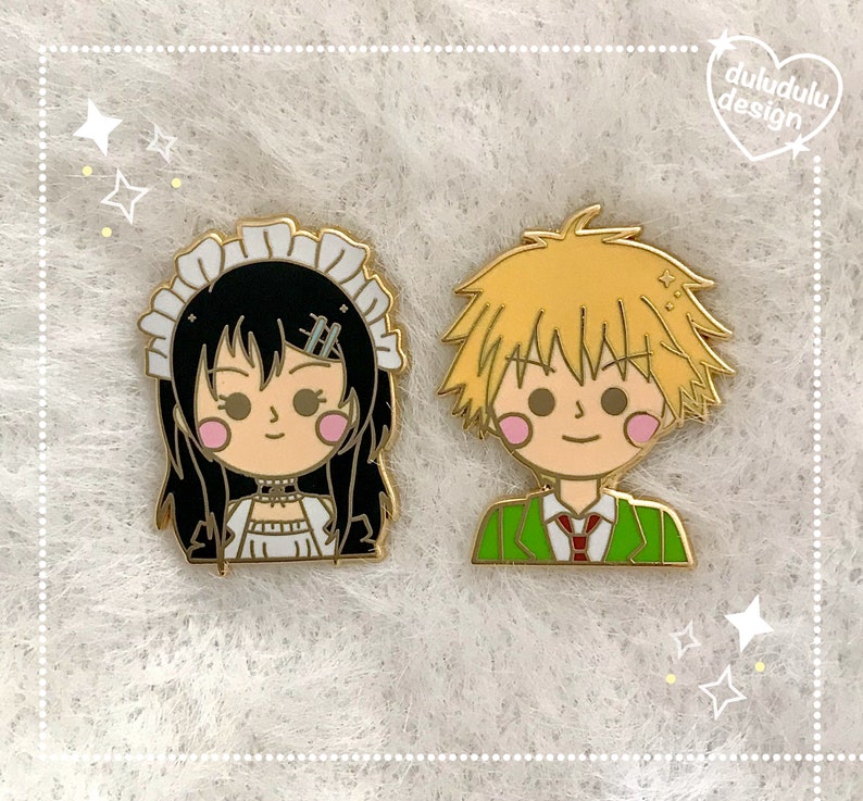 Kaichou Wa Maid Sama Misaki x Usui Hard Enamel Pins image 1