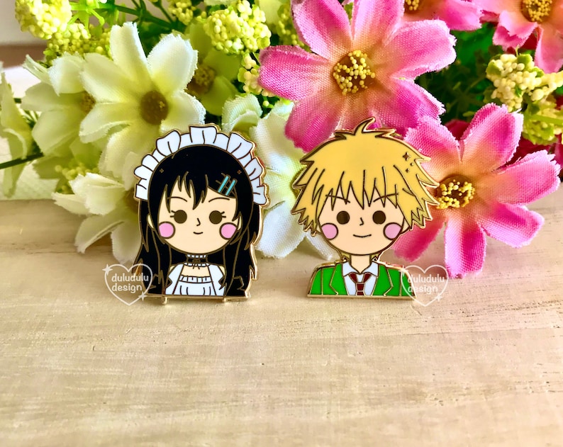 Kaichou Wa Maid Sama Misaki x Usui Hard Enamel Pins image 2