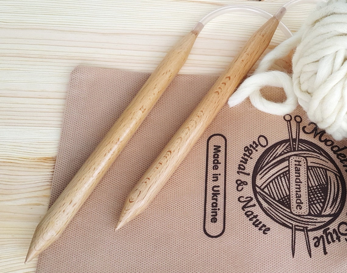 Knitting Needles, 15mm, Knitting Needles Circular, Wooden Needles