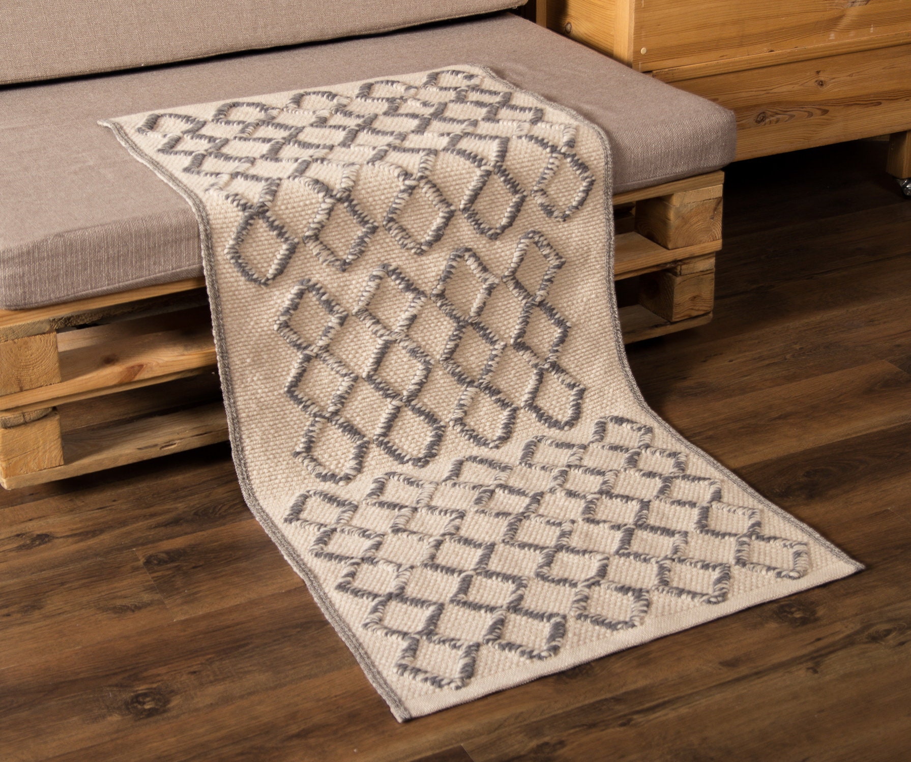 Wool Rug Gray Bedside Wool Rug Woven Carpet Small Wool Rug Etsy