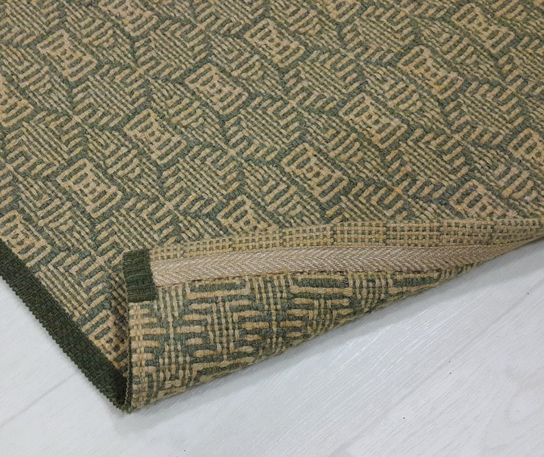 Wool Rug Green Handwoven Small Rug Pure Wool Mat Bedside Wool Etsy