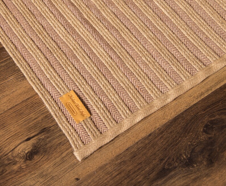 Bedside Jute Rug Striped Rug Small Jute Rug Brown Jute Mat Etsy