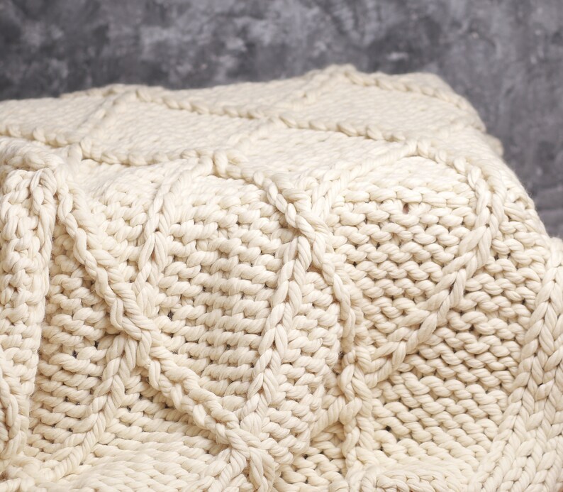 Chunky knit blanket Scandinavian style wool Throw Bulky yarn Etsy